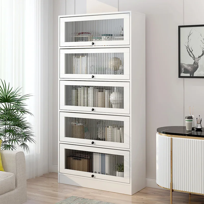 

Bookcase with Glass Door Dust Rack Household Bedroom Storage Display Cabinet Floor Bookshelf