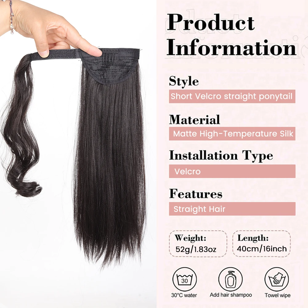 OLACARE Synthetic Straight Ponytail Hair Extension Clip-In Long Hair Wrap with Magic Drawstring, Versatile for All Women