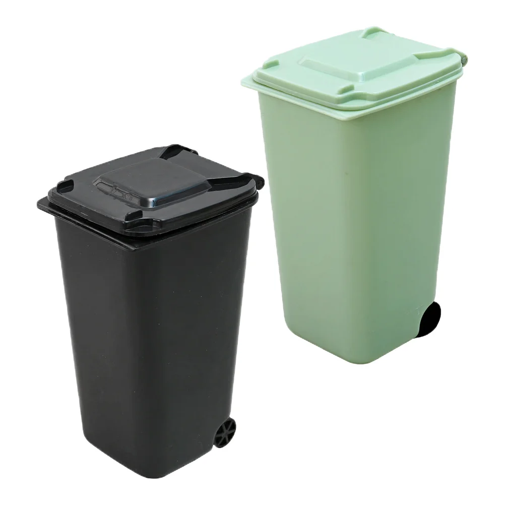 2 Pcs Desktop Trash Can Garbage Office Bucket Pail Accessories Decorative Litter Boxes Supply Small