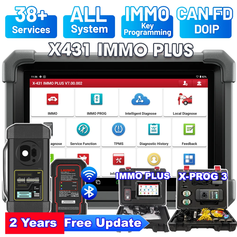 LAUNCH X431 IMMO Plus X-PROG 3 : Programmation de clés, diagnostic de tous les systèmes, 38 fonctions de réinitialisation, outils de diagnostic automobile OBD2, programmation antivol, codage EUC, test actif CAN FD, outils de diagnostic bidirectionnels