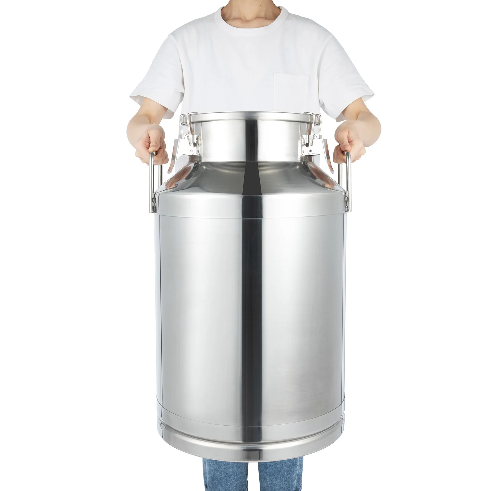 

60L/15.85Gallon Milk Can Stainless Steel Milk Jug Universal Metal Milk Bucket with Seal Lid,Wine Liquid Container Storage