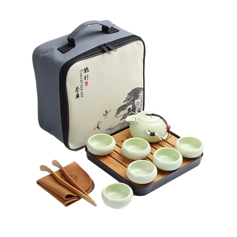 

Portable Travel Kung Fu Tea Set Ceramic Chinese Teapot Porcelain Teaset Gaiwan Cups of Tea Ceremony Tea Pot With Travel Bag