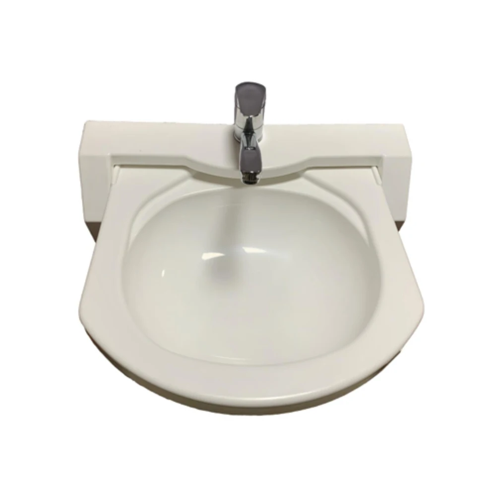 

Custom Foldable White Single Bowl Wash Basin Motorhome Caravan RV Bathroom Sink with Faucet