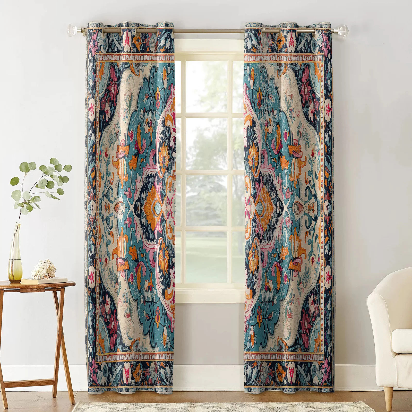 Retro Murals Medieval Print Curtains For Kitchen Bedroom Window Treatment Curtains for Living Room Home Decor Drapes