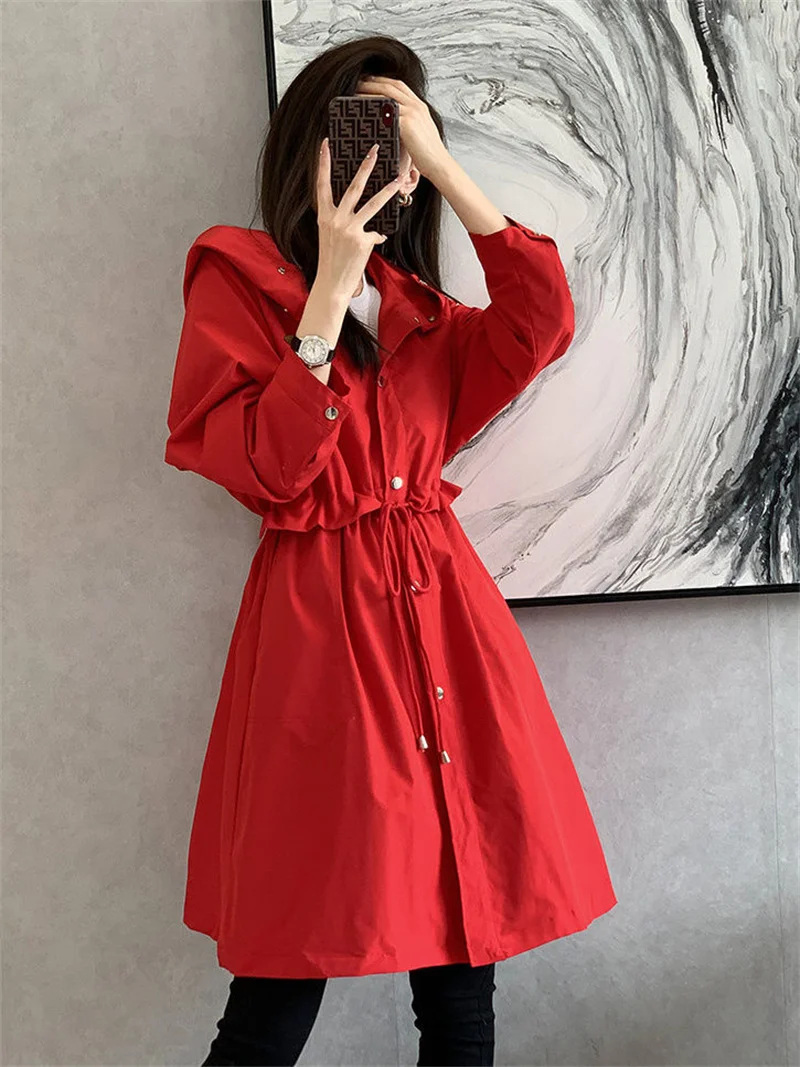 Women Windbreaker Jacket Casual Loose Button Pockets Hooded Quick Dry Windproof Waterproof Clothes For Outdoor Hiking Camping