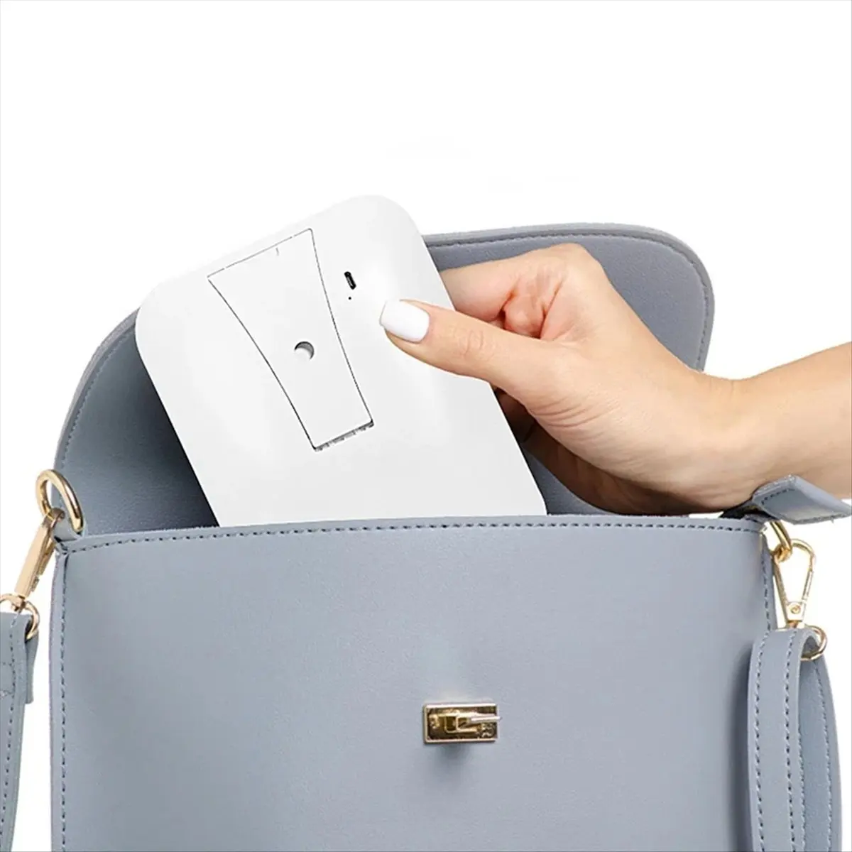 popop LED Vanity Mirror with Lights Portable Cosmetic Travel Tabletop Make Up Lighted Desk Mirror USB Rechargeable White