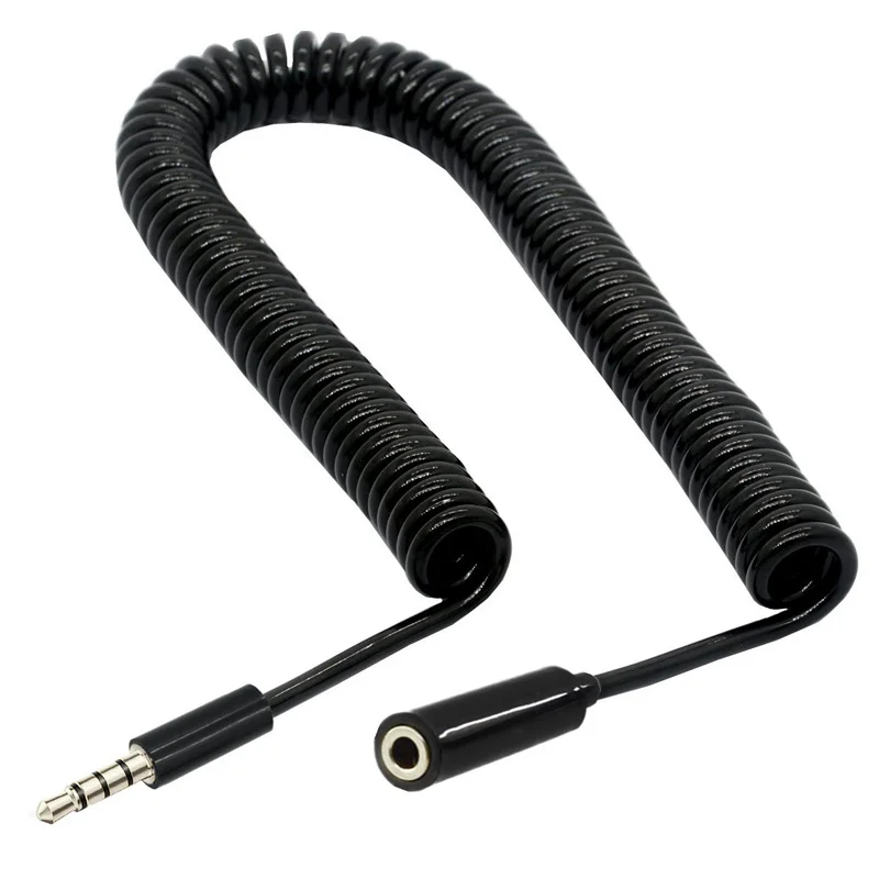 1m 3m 3.5mm Male To Male  Jack 4 Pole Male to Female Extension Aux Audio Spring Spiral Coiled Cable