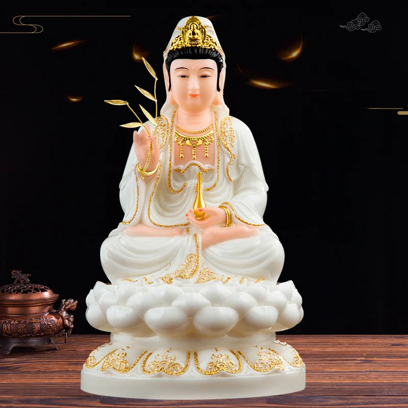 

1pc Resin Guanyin Ornament Feng Shui Accessories Home Furnishing Decoration Store Front Desk Decoration Sculpture Statue