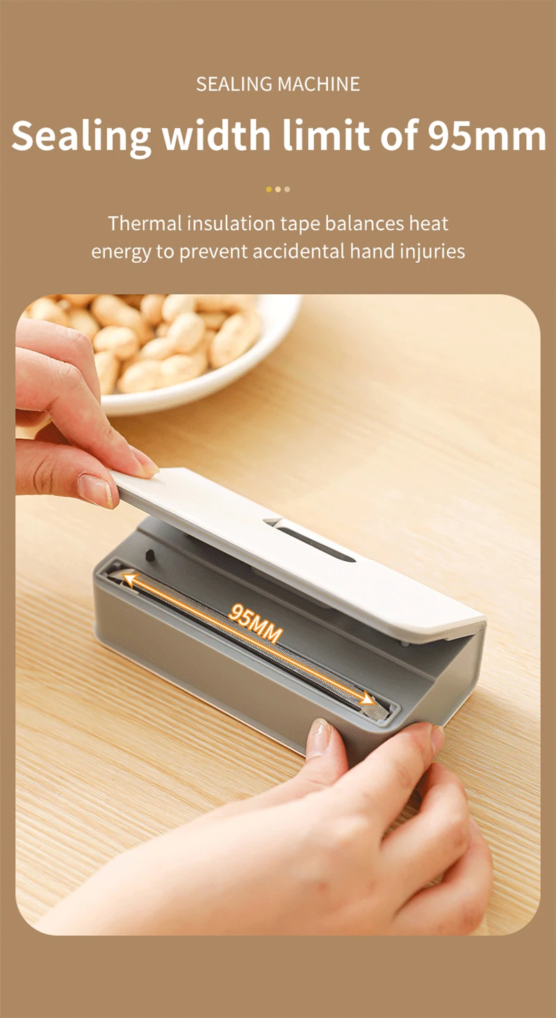 Mini Bag Sealer Handheld Plastic Bag Heat Sealing Machine USB Rechargeable Food Package Clip Bags Sealer Plastic Bag Heat Sealer