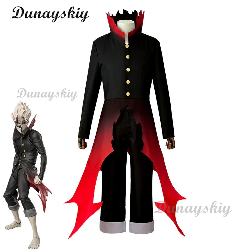 Ken Takakura Ken Okarun Dandadan Cosplay Costume Necked Trench Coat Red Black Outfit Halloween Party Suit Customized