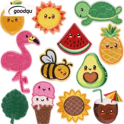 Animal And Fruit Cute Iron On Patches For Clothes Embroidered Kids Sewing Fabric Jacket Sticker Girls Thermoadhesive Diy Mochila