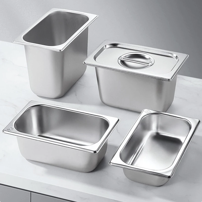 Stainless steel square tank box with cover spice jars basin Rectangle tray basin restaurant milk tea shop seasoning box with lid