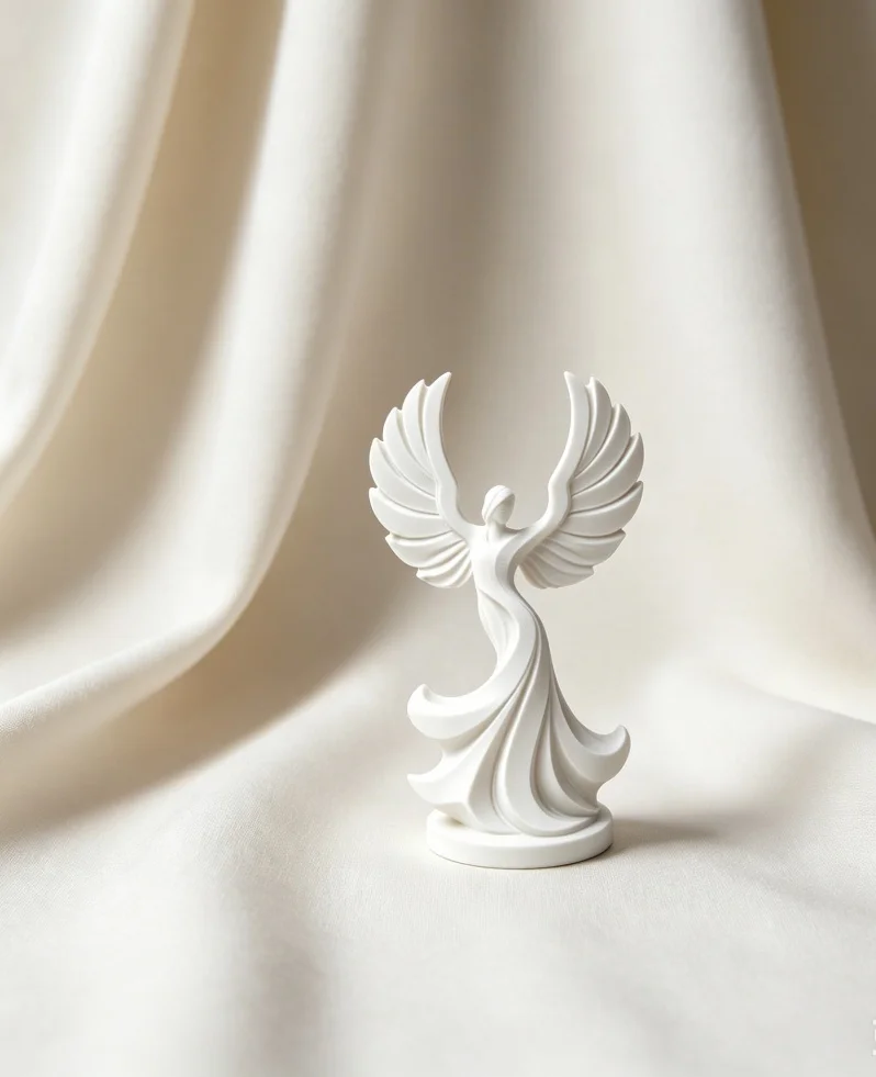 Graceful angel sculpture modern home decoration spiritual ornament 3d printed plastic art piece