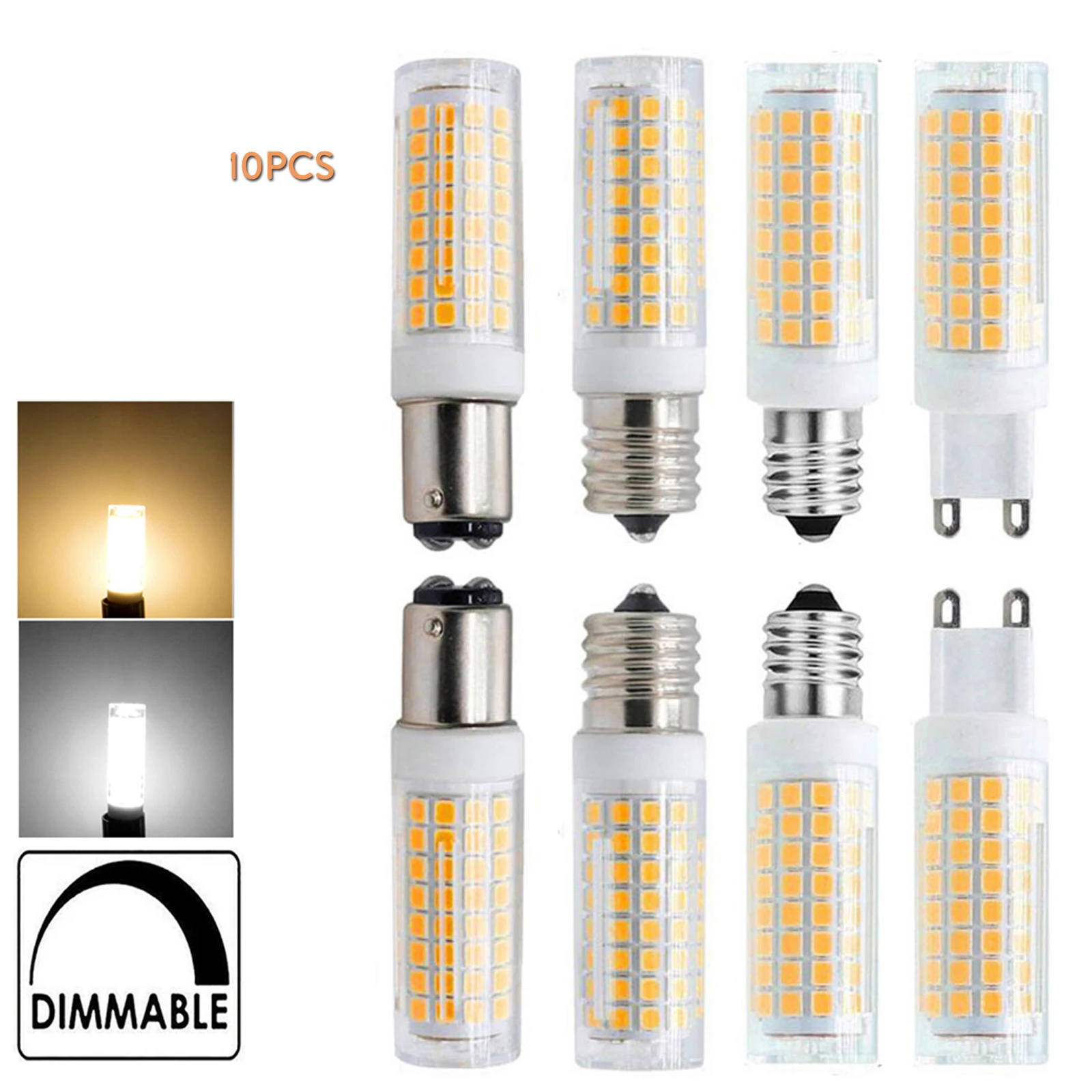 

10X 9W Led Corn Light Bulb E11 E12 E17 Ba15D G8 Dimmable Bulbs 110V 130V 220V Lamp Warm White Mini 360 Beam Lampada G9 Two Color