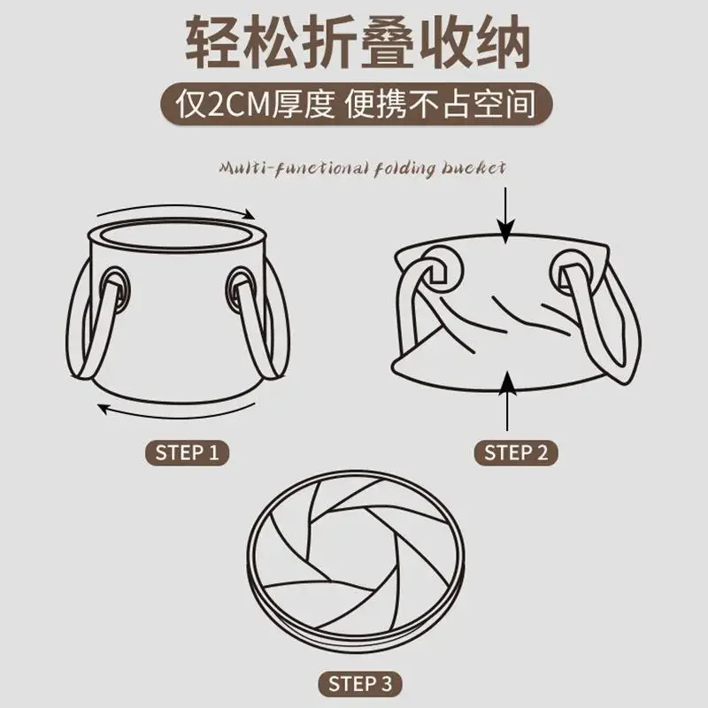 Balde de armazenamento retrátil para carro, acampamento ao ar livre, dobrável, multifuncional, grande capacidade, portátil, armazenamento de balde de pesca 2