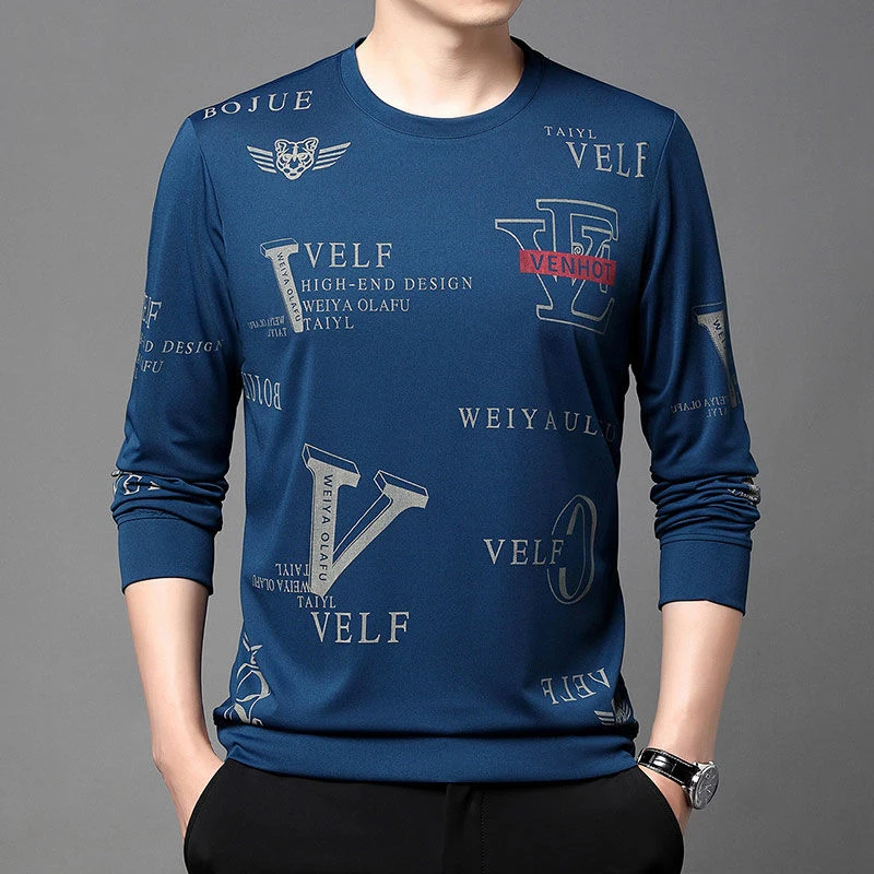 Spring Autumn KPOP Fashion Style Harajuku Slim Fit Undershirt Loose Casual All Match Sweatshirt Printed Solid Insert T-shirts