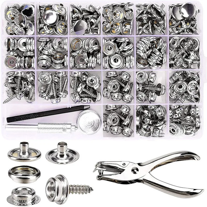 270/240Pieces Stainless Steel Marine Grade Canvas and Upholstery Boat Cover Snap Button Fastener Kit with Setting Tool