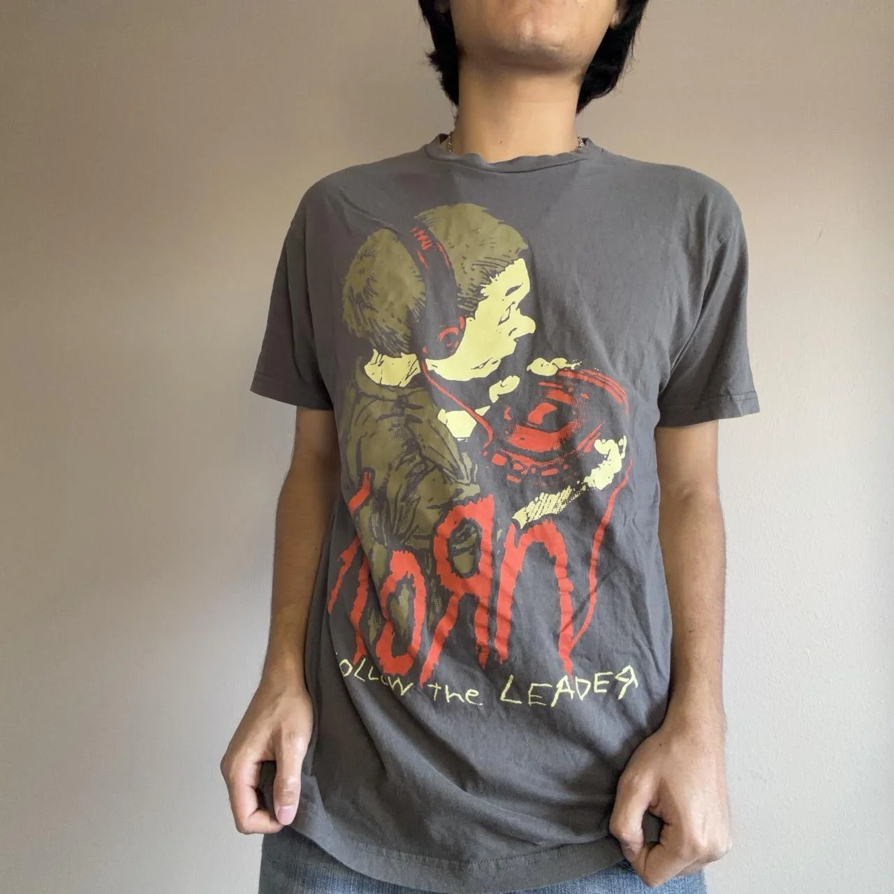 Korn Follow The Leader Cotton Printed T-Shirt Double-Sided Metal Band Tee Men's and Women's Oversize Couple Tee Tops