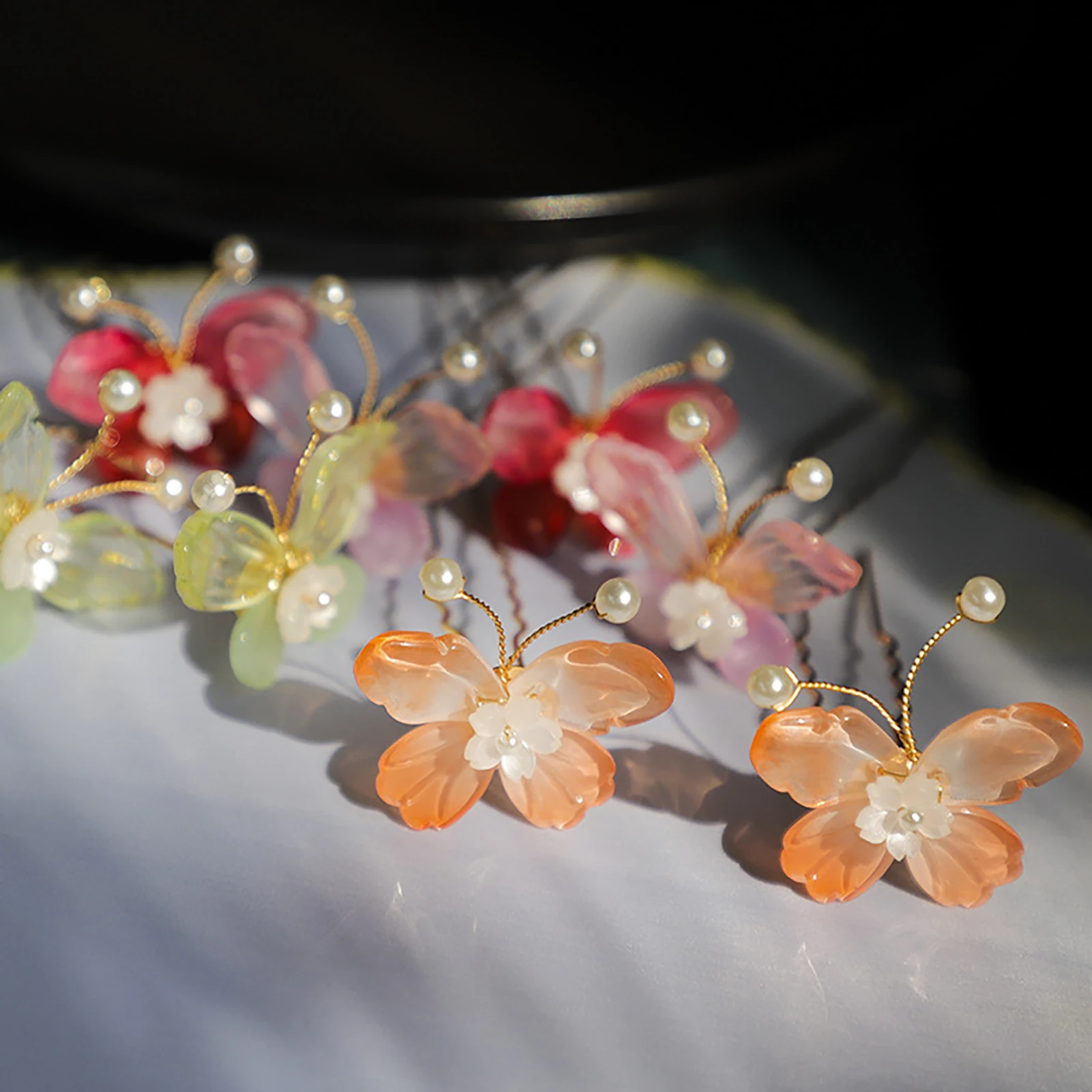 Butterfly U Shaped Wedding Bridal Hair Pins U Shape Barrette Hair Accessories for Thick Curly Hair Styling Decorative