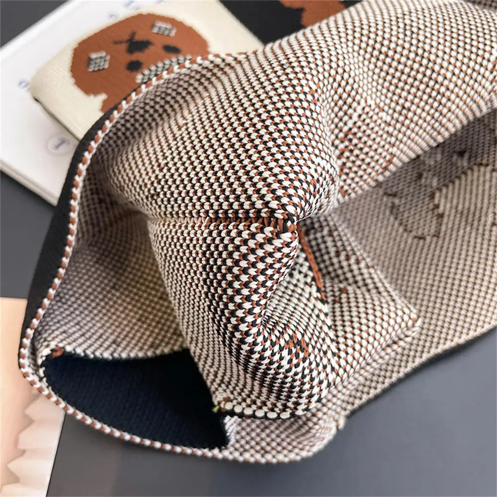 Handgemachte Strick handtasche Frauen Mini Knoten Handgelenk-Tasche weibliche lässige Farbe breite Streifen Plaid Einkaufstasche Student wieder verwendbare Einkaufstasche