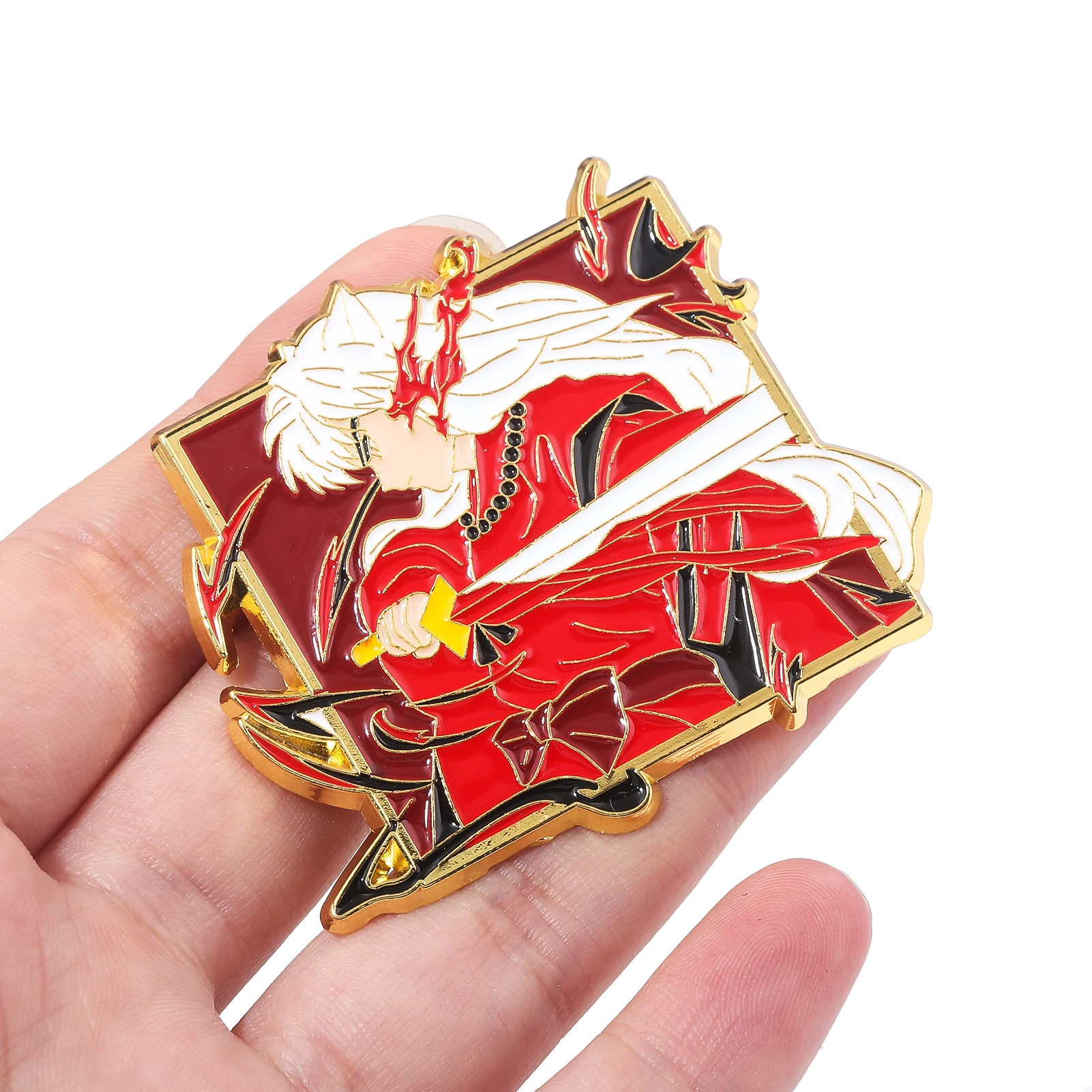 Japanese Anime Inuyasha Sesshoumaru Brooch Pin Cosplay Costume Props for Women Men Metal Badge Pins Alloy Brooches