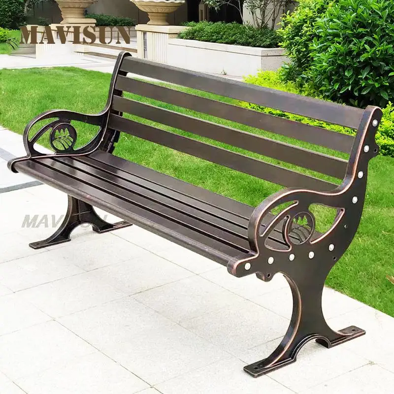 Garden Backyard Bench Metal Bronze Park Wrought Iron Back Chair Aluminum Lounge Chair Balcony Garden Bench