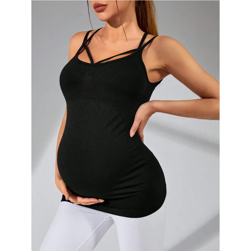 المرأة الحامل لينة مريحة سلس محبوك سترة رياضية التجفيف السريع تنفس فتل العرق اللياقة البدنية والرياضة تي شيرت #5