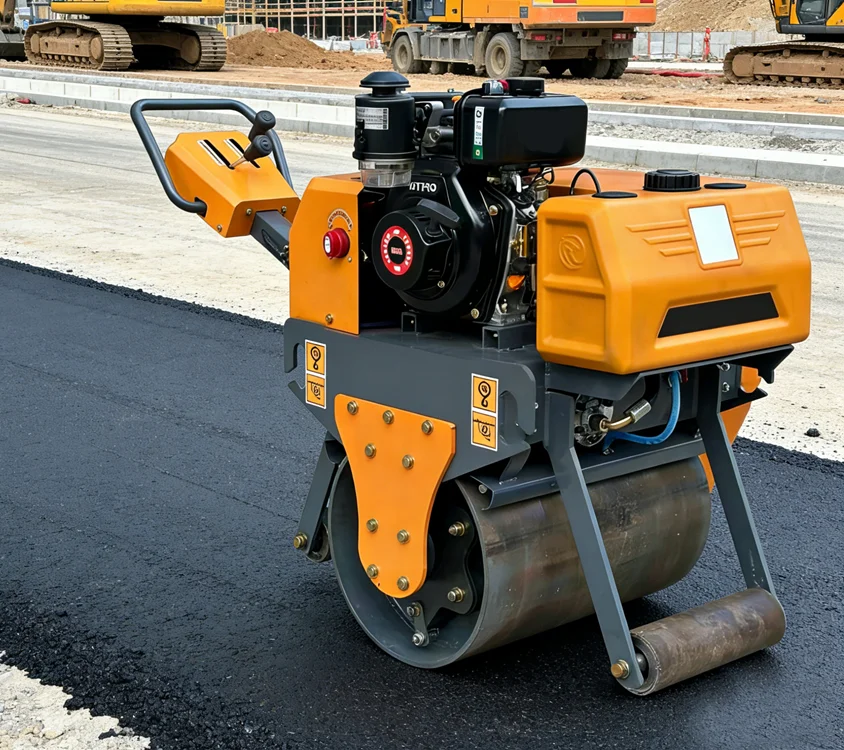 a for Road Machinery   Engine Double Drum Vibratory Roller for 75HZ Walk-Behind Soil and Asphalt Compaction Mini Roller