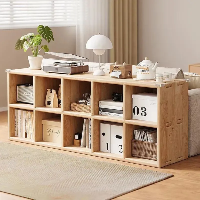 Solid Pine Wood Bookshelf Open Bookcase with Mortise and Tenon Joints Floor-Standing Storage Cabinet Home Office Study