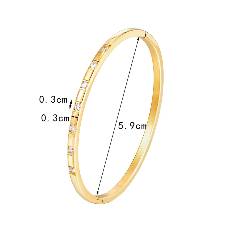 Vintage Prong Setting Crystal Bangle Fashion Jewelry Charm Luxury Jewellery Gifts Accessories Gold Color Bracelet