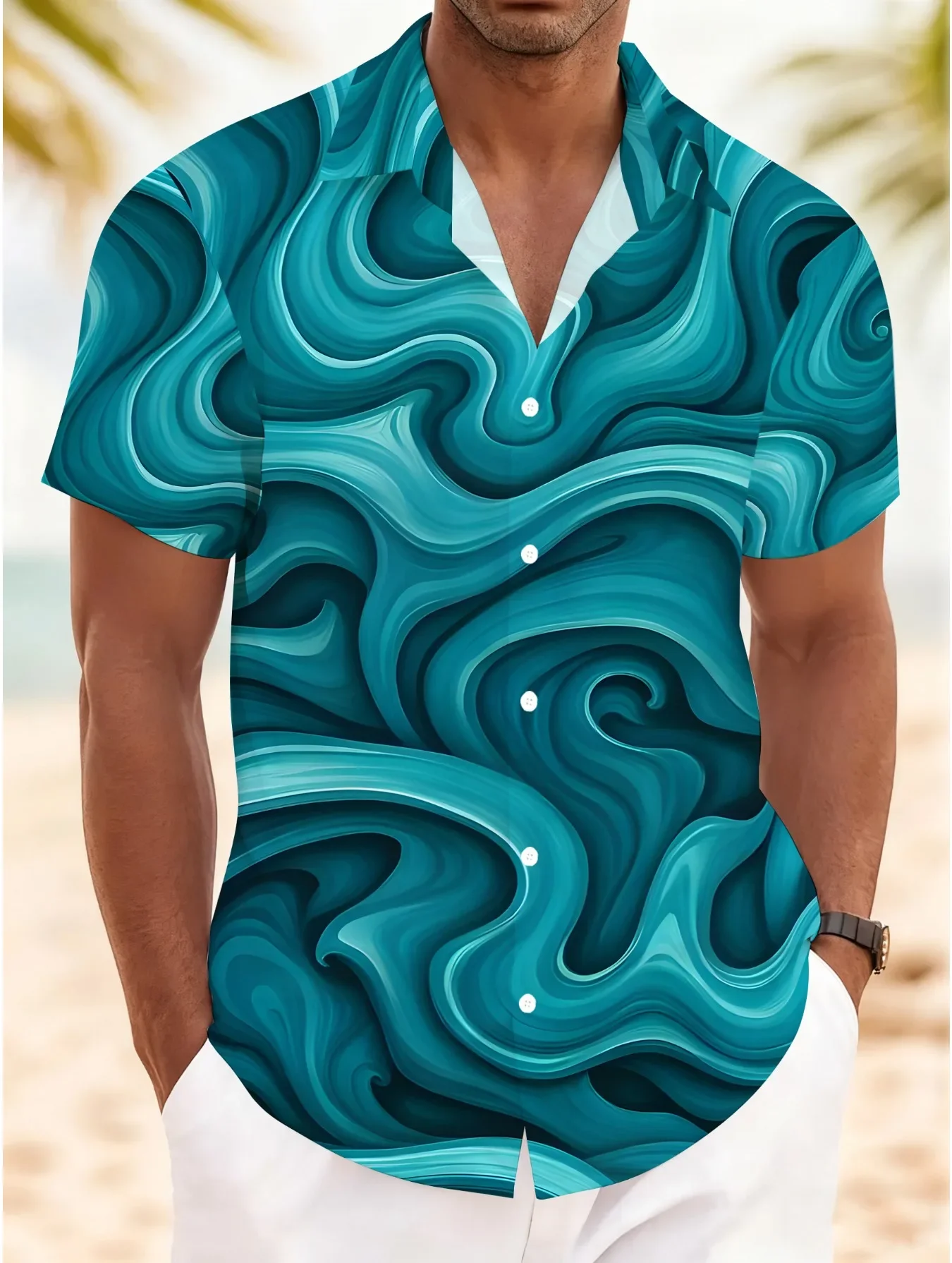 

Men's Urban Style Hawaiian Shirt Summer Man Short Sleeve Cool Beach Print Relaxed Fit Breathable Stylish Party Tops