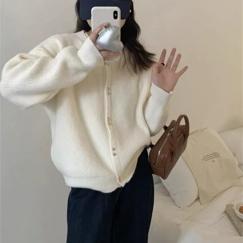 

Women's Loose Lazy Style Japanese Versatile Solid Color New Arrival Autumn Fashion Hot Sale Of Chic Soft Knitted Sweater Jacket