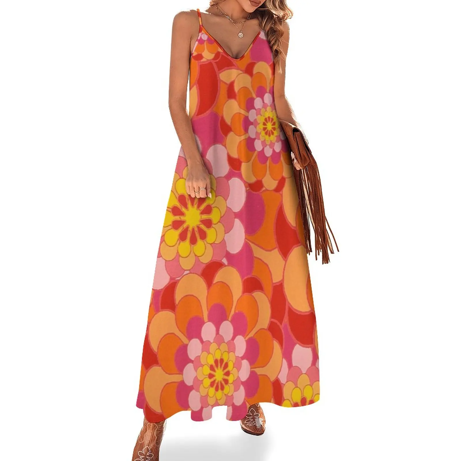 

60s Flower Power - Yeah Baby! Платье без рукавов, шикарное и элегантное вечернее платье, летнее Повседневное платье