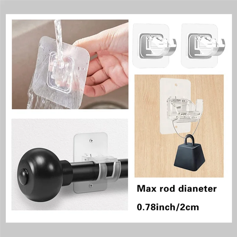 8 قطعة قضيب الستارة ذاتية اللصق قوس لا الحفر قضبان الستائر بين قوسين مسمار الحرة قابل للتعديل السنانير تخزين السنانير المشبك الساخن