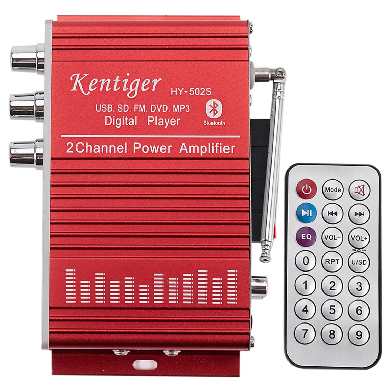 Amplifier Stereo New Tech Kentiger Hy-502S 2Ch Bluetooth Hi-Fi Super Bass Output Power Dengan Remote Kontrol Pemutar Usb/Kartu Sd