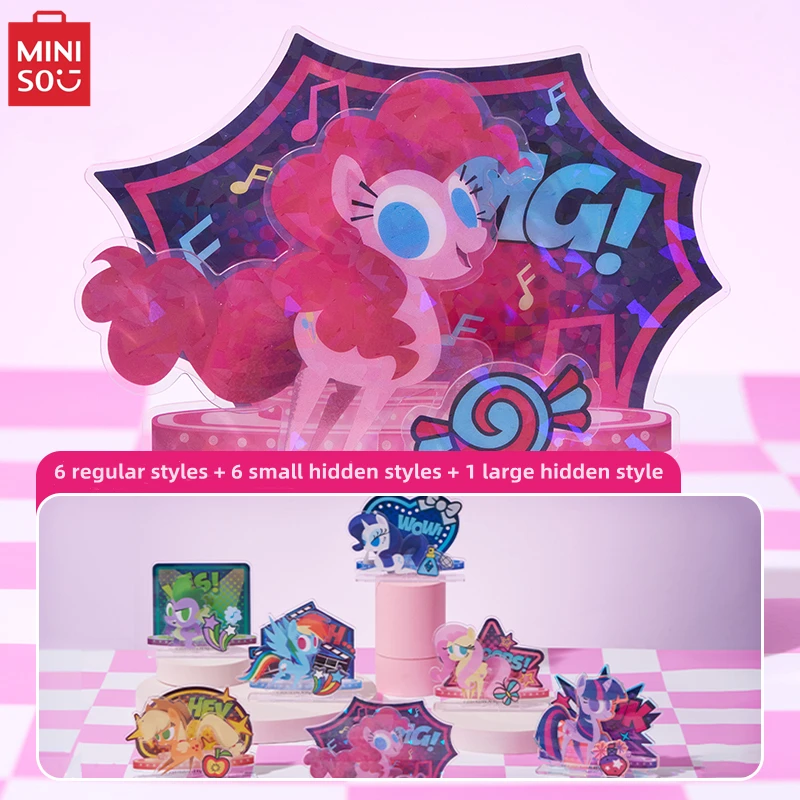 MINISO Blind Box My Little Pony Series Charm Stage Acrylic Stand Animation Desktop Ornament Children's Toy Model Birthday Gift