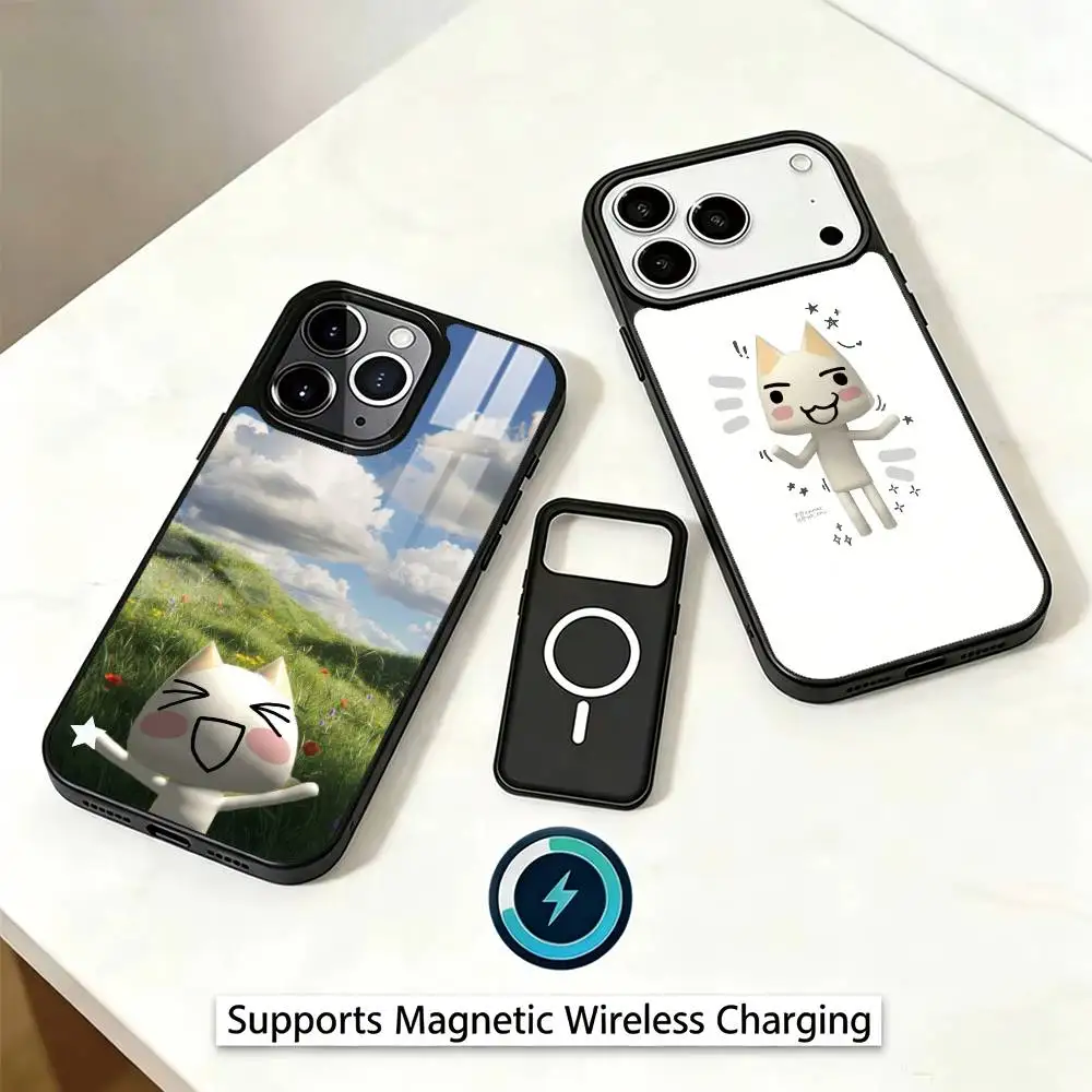 

INS Cute Toro Cat gift Phone Case For iPhone17,16,15,14,13,12,11 Plus,Pro Magnetic Supports Magnetic Wireless Charging