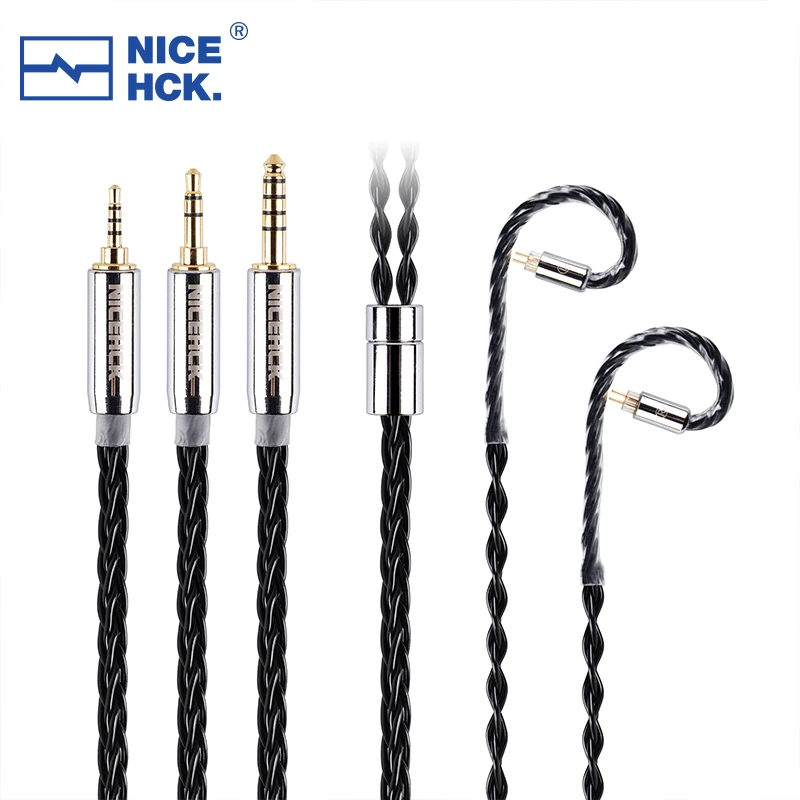 NiceHCK BlackCat Ultra 8 Strands Zinc Copper Alloy Oil Soaked Replace Cable 3.5/2.5/4.4mm MMCX/2Pin for T2plus Heart Mirror IEM