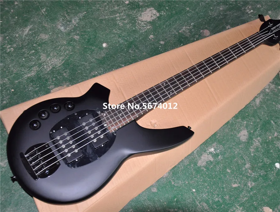 Factory direct 5 string active pickup electric bass matte black bass guitar left hand can be customized for free shipping