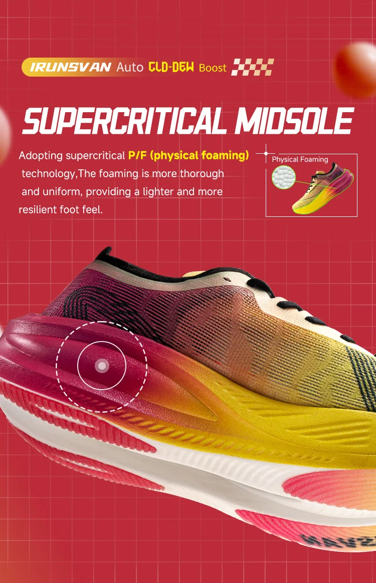IRUNSVAN Volle Palm Nylon Carbon Platte Marathon Sportschuhe Männer 2024 Hohe Qualität Atmungsaktive Stabilität Gepolsterte Rebound – Detail 6