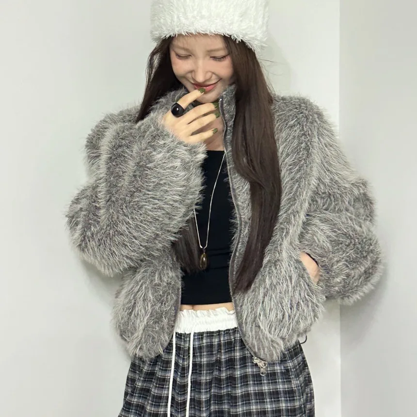 Fluffy ort Colletto alla coreana Cerniera da donna Jaet Dongda Gate INS Autunno Inverno Unico Nappa rifinita Gilet di pelliccia Pendolari Sle