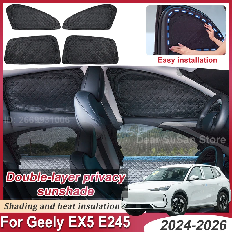 

Double-layer Sunshade For Geely EX5 E5 E245 Accessories 2026 2025 2024 Mesh Sunscreen Car Window Windshield Sun Shade Visor Part