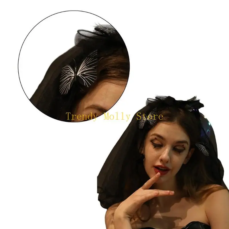 

N5KB Bloody Eye/ Bowknot/ Veil Hool Hoop Photography Cosplay Complay