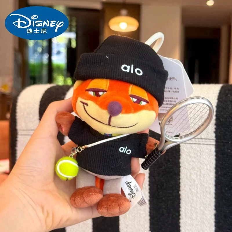 

Disney Genuine Zootopia Fox Nick Plays Tennis Backpack Key Pendant Gift for Best Friend Cartoon Plush Doll Best Birthday Gift