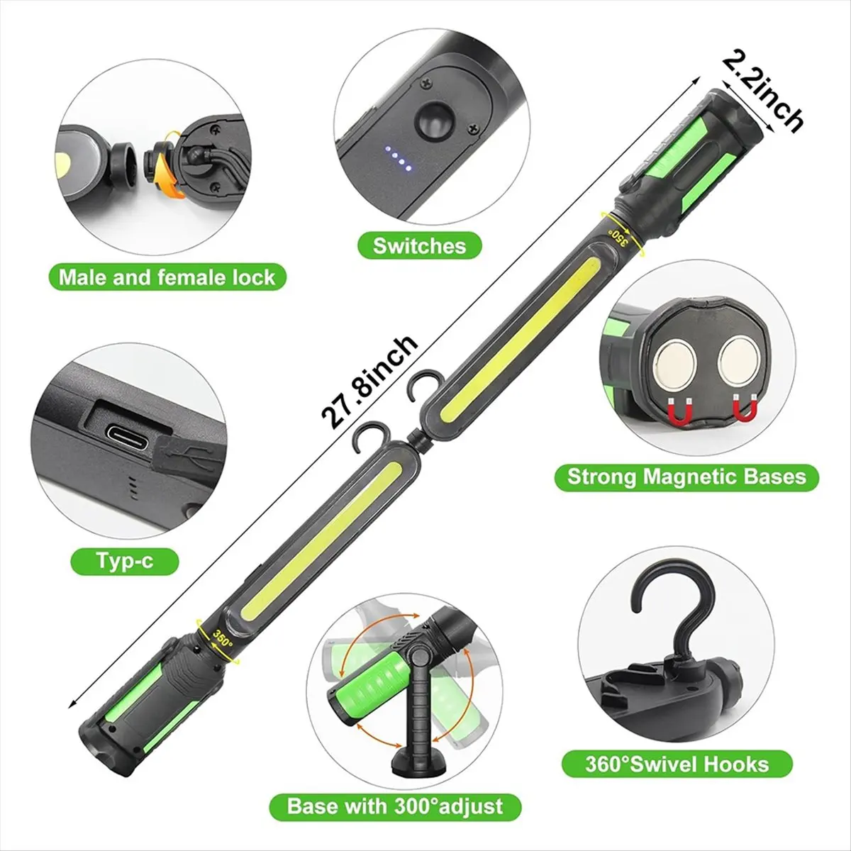 a89x-work-light-for-2400lm-led-4400mah-rechargeable-magnetic-underhood-work-light-with-hooks-for-car-repairing