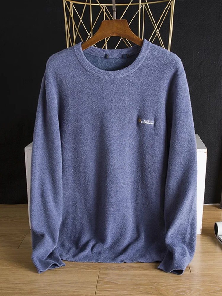 

Soft Skin-friendly Pure Color round Ne Knitted Sweater Trendy Youthful Long Sve Basic Sle Autumn Winter Men's Faion