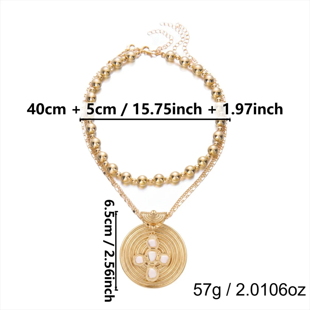 Retro-Halskette mit gehämmerter Textur, spiralförmigem großem Kreuzanhänger für Damen und Herren, mehrschichtige CCB-Perlen, unregelmäßiger Kreuz-Choker-Schmuck – Detail 27