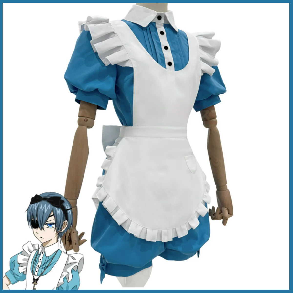 애니메이션 시엘 팬텀하이브 스마일 코스프레 의상 쿠로시츠지 앨리스 메이드 앞치마 드레스 가발 남녀 공용 귀여운 크리스마스 의상