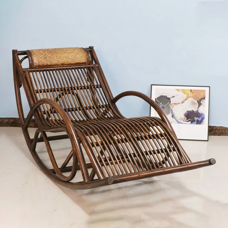 

Factory Outdoor Rattan Rocking Chair Foldable Patio Recliner Natural Finish for Poolside Backyard Garden Gym Apartment/Villaprom