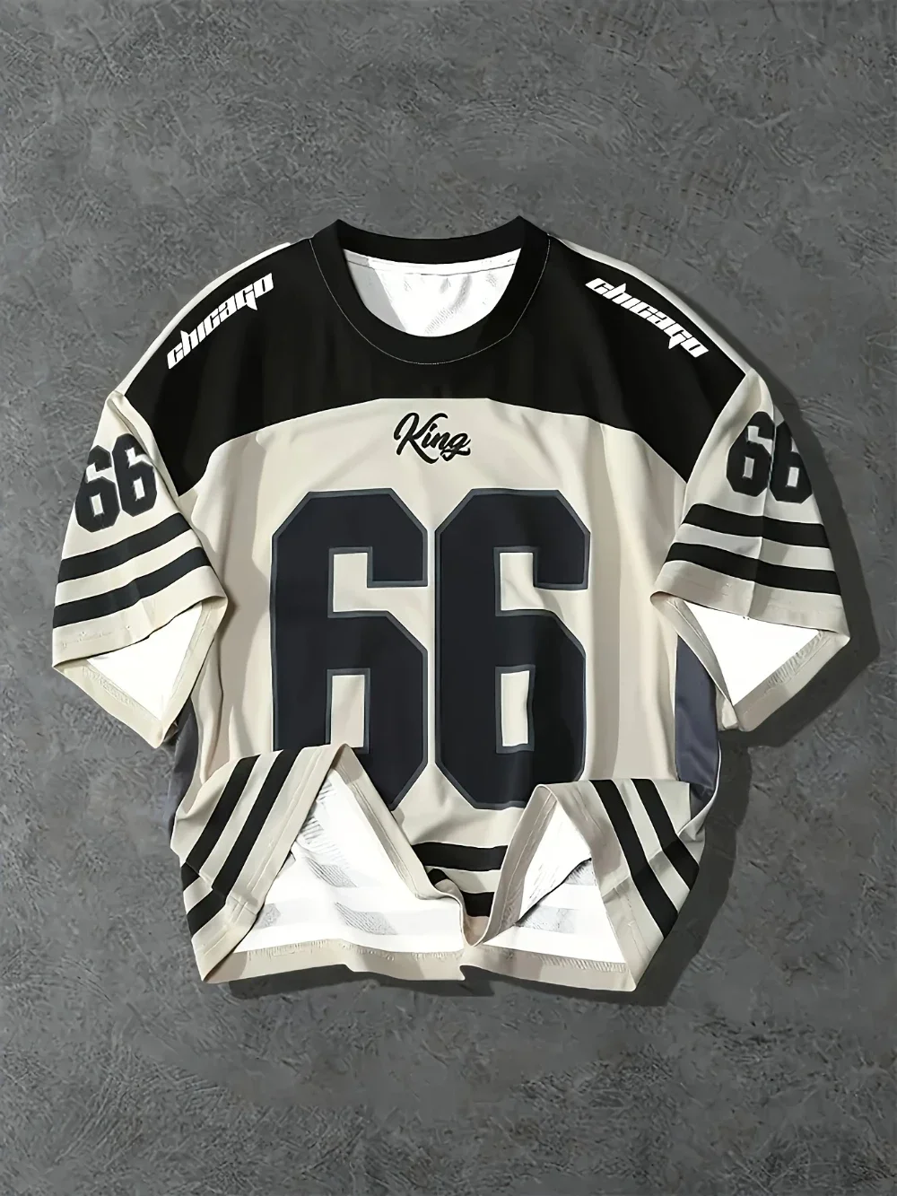 Men's 3D Chicago No. 66 printed T-shirt Crew Neck  Casual Sports Style Regular Version Men's Autumn Clothes Training Clothes